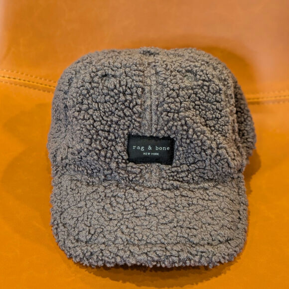 Rag & Bone Addison Baseball Cap Smoke Sherpa Adjustable One Size Unisex - Picture 1 of 7